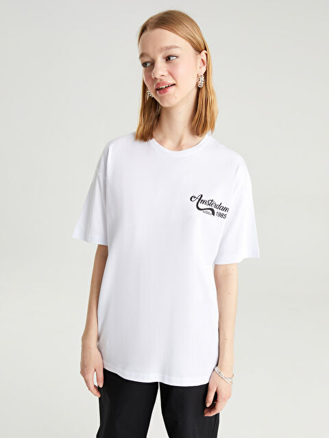 14-18 Bisiklet Yaka Baskılı Kısa Kollu Unisex Tişört - S3KB76Z4-R9K