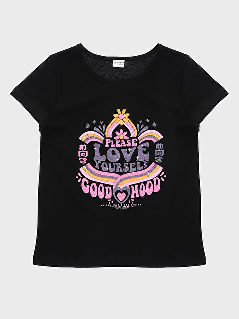 LCW Kids Crew Neck Printed Short Sleeve Girls' T-Shirt - S3KD98Z4-CVL