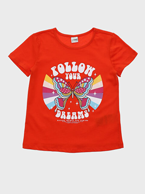 LCW Kids Crew Neck Printed Short Sleeve Girls' T-Shirt - S3KD99Z4-GYJ