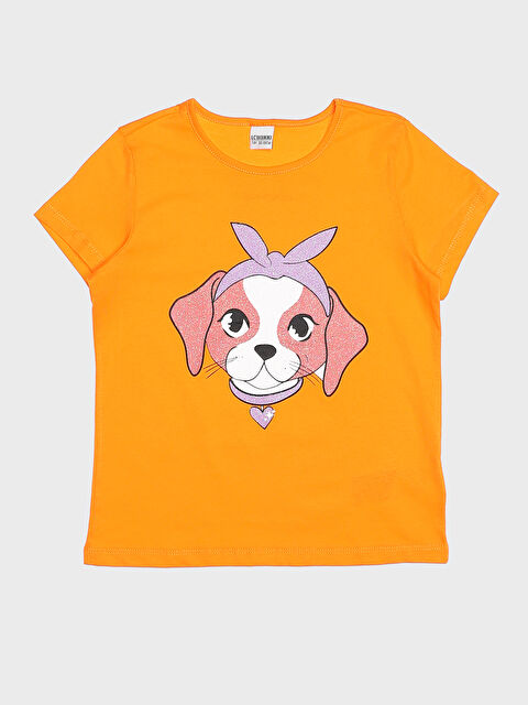 LCW Kids Crew Neck Printed Short Sleeve Girls' T-Shirt - S3KE35Z4-GFX