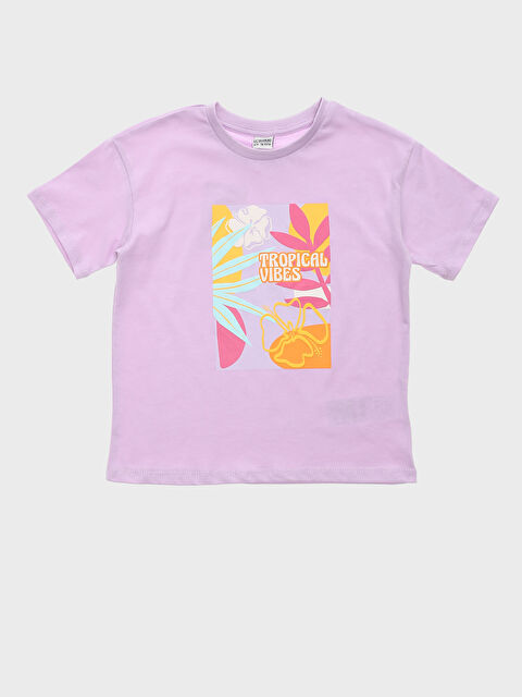 LCW Kids T-shirt pour Filles à Col Rond Imprimé à Manches Courtes
