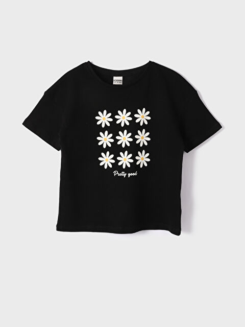 LCW Kids Crew Neck Printed Short Sleeve Girls' T-Shirt - S3KE42Z4-CVL