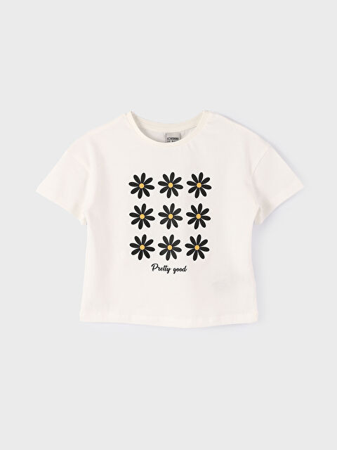 LCW Kids Crew Neck Printed Short Sleeve Girls' T-Shirt - S3KE42Z4-FDU