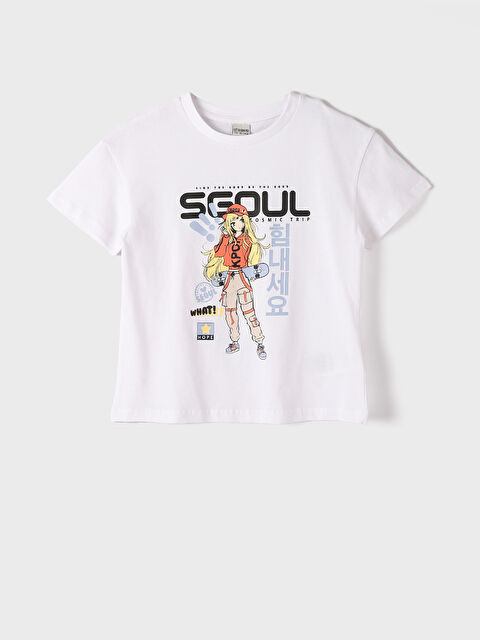 LCW Kids Crew Neck Printed Girls' T-Shirt - S3KE43Z4-FFB