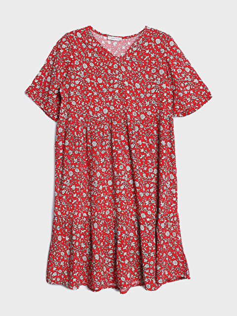 LCWAIKIKI Classic V-Neck Floral Short Sleeve Women's Dress - S3KJ47Z8-LTQ