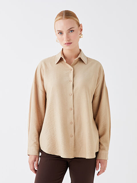 LCWAIKIKI Classic Plain Long Sleeve Oversize Women's Shirt - S3KJ62Z8-VK2