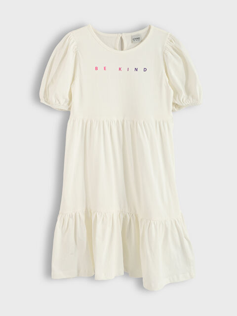 LCW Kids Crew Neck Printed Short Sleeve Girls' Dress - S3KK03Z4-R9J