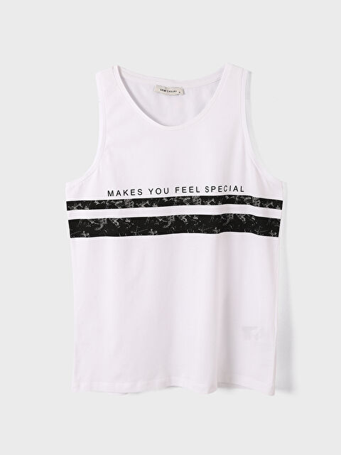 XSIDE تيشيرت بدون أكمام مطبوع بياقة دائرية جيرسي للرجال - S3KL56Z8-Q6K