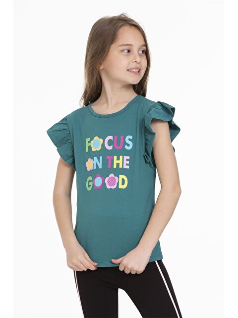 Myhanne Bisiklet Yaka Baskılı Kısa Kollu Kız Çocuk Tişört - S3KL88Z4-HCK