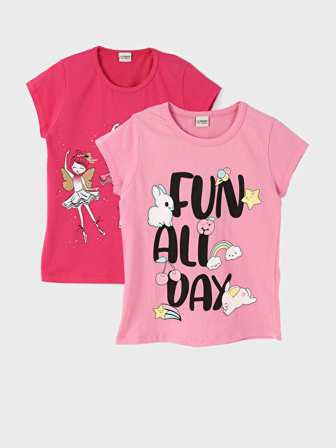 LCW baby Crew Neck Baby Girls T-Shirt 2 Pack - S3KM75Z1-VGF