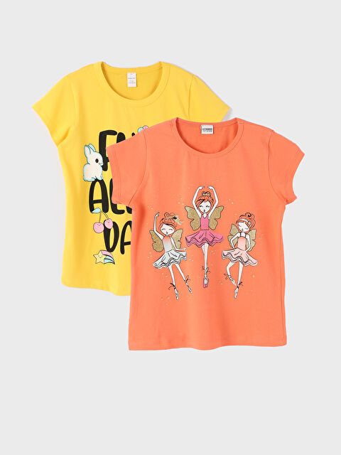 LCW baby تيشيرت بياقة دائرية - بنات رضع - مجموعتين - S3KM77Z1-VJY