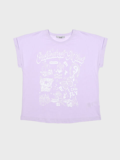 XSIDE Crew Neck Printed Short Sleeve Oversize Women's T-Shirt - S3KO94Z8-G0W