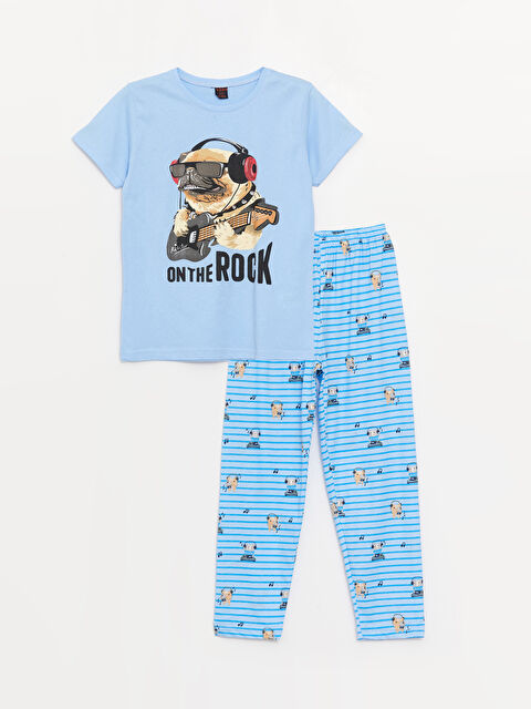 Vitmo Bisiklet Yaka Baskılı Kısa Kollu Erkek Çocuk Pijama Takımı - S3KQ75Z4-H7X