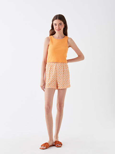 LCW Vision Beli Lastikli Rahat Kalıp Desenli Kadın Şort - S3KR37Z8-LSR