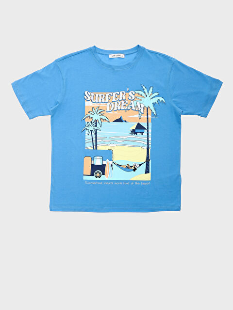 LCW Vision Crew Neck Printed Short Sleeve Oversize Women's T-Shirt - S3KT40Z8-CSA