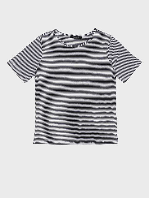 LCW Vision Crew Neck Striped Short Sleeve Women's T-Shirt - S3KT45Z8-LEG