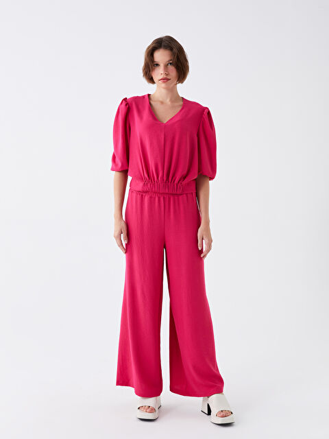 LCW Vision Elasticated Waist Relaxed Fit Women's Trousers - S3KU13Z8-HUB