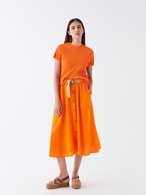 CALİMERA MODA Bisiklet Yaka Kadın Tişört - S3KU46Z8-GNN