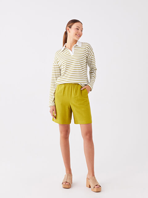 LCWAIKIKI Classic Beli Lastikli Rahat Kalıp Kadın Şort - S3KV22Z8-JJT