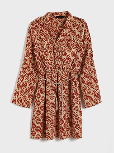 LCW Vision Patterned Long Sleeve Women's Shirt Dress - S3KV98Z8-LQY