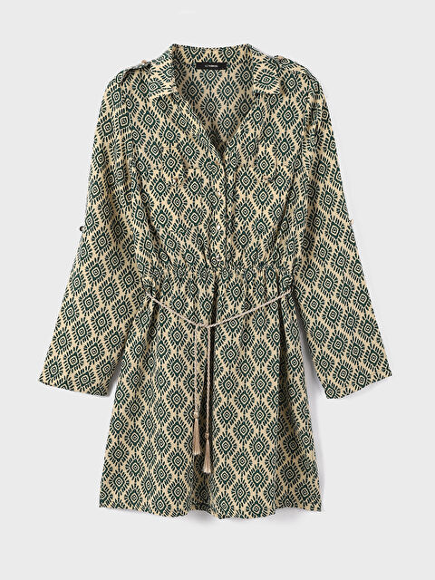 LCW Vision Patterned Long Sleeve Women's Shirt Dress - S3KV98Z8-LRR