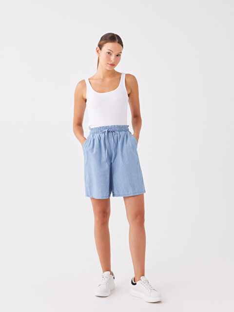 LCWAIKIKI Classic Beli Lastikli Rahat Kalıp Kadın Jean Şort - S3KY27Z8-315