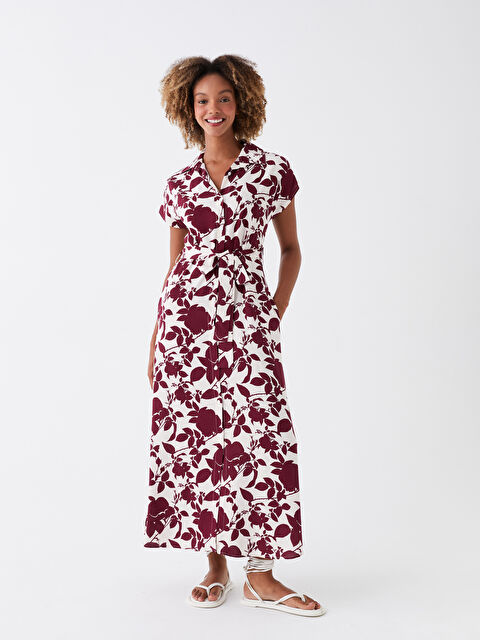 CALİMERA MODA Gömlek Yaka Desenli Kısa Kollu Kadın Elbise - S3L077Z8-LQV