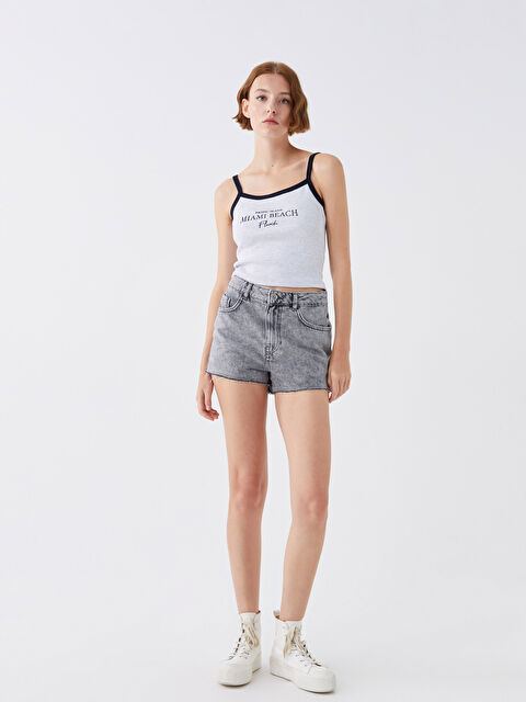 LCW Jeans Kadın Mom Fit Düz Jean Şort - S3L571Z8-GRD