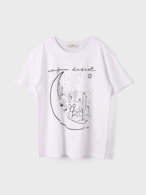 LCW Vision Crew Neck Printed Short Sleeve Women's T-Shirt - S3L689Z8-Q6K