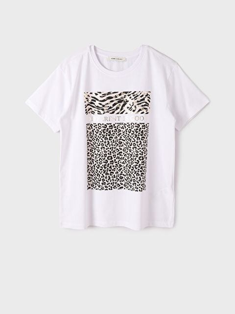 LCW Vision Crew Neck Printed Short Sleeve Women's T-Shirt - S3L690Z8-Q6K