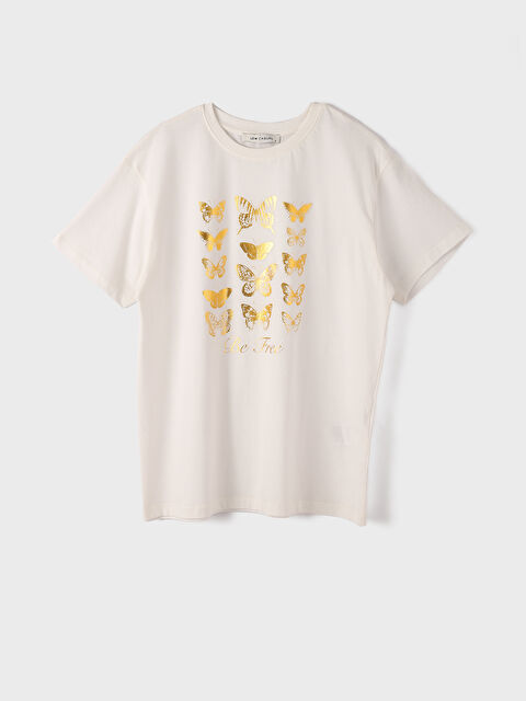 LCW Vision Crew Neck Printed Short Sleeve Women's T-Shirt - S3L697Z8-R9J