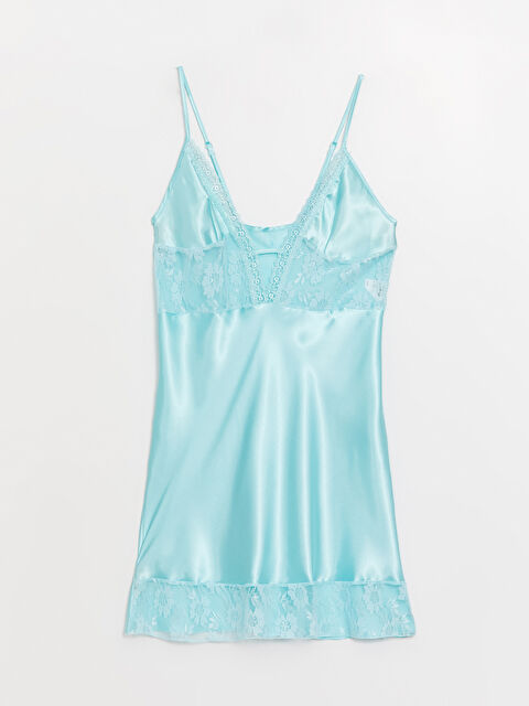 Path-y Askılı Saten Kadın Gecelik - S3L801Z8-RDZ