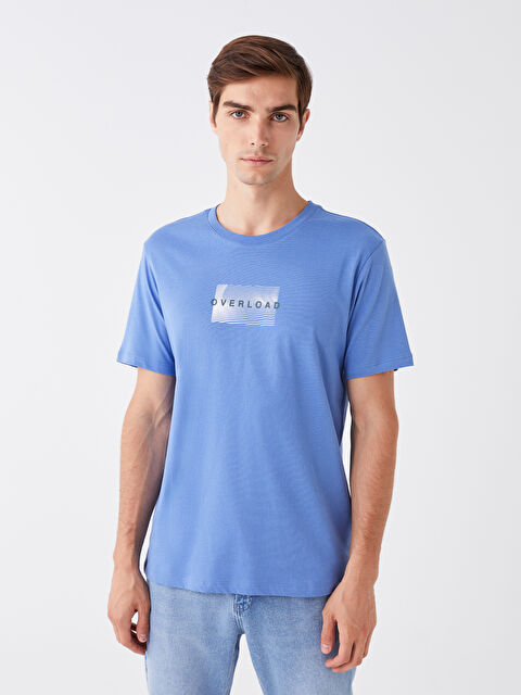 XSIDE تيشيرت للرجال برقبة دائرية وأكمام قصيرة مصنوع من قطن ممشط ومطبوع - S3L868Z8-V45