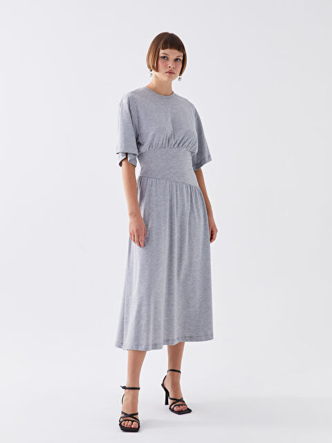 LCW Vision Bisiklet Yaka Düz Kısa Kollu Kadın Elbise - S3LB75Z8-LAL