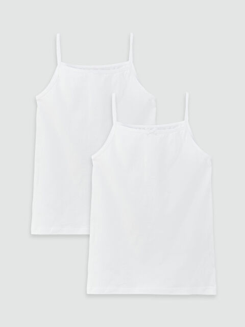 LCW Kids Kare Yaka Basic Askılı Kız Çocuk Atlet 2'li - W30201Z4-Q6K