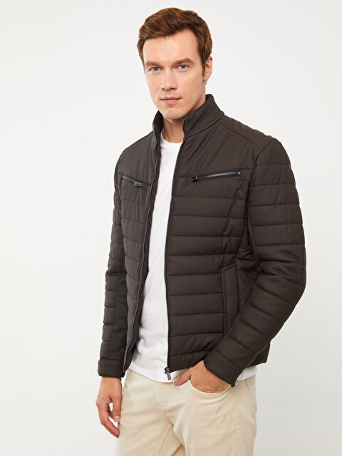 LCW Vision Slim Fit Dik Yaka Erkek Deri Görünümlü Mont - W30453Z8-JNU