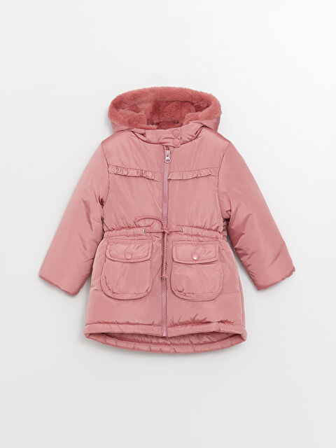 LCW baby Kapüşonlu Uzun Kollu Kız Bebek Kaban - W30484Z1-GPV