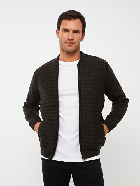 LCWAIKIKI Classic Standart Kalıp Kolej Yaka Erkek Triko Mont - W30640Z8-CRR