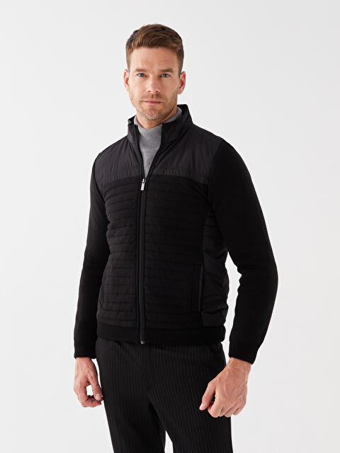 LCWAIKIKI Classic Standart Kalıp Dik Yaka Erkek Triko Mont - W30642Z8-CVL