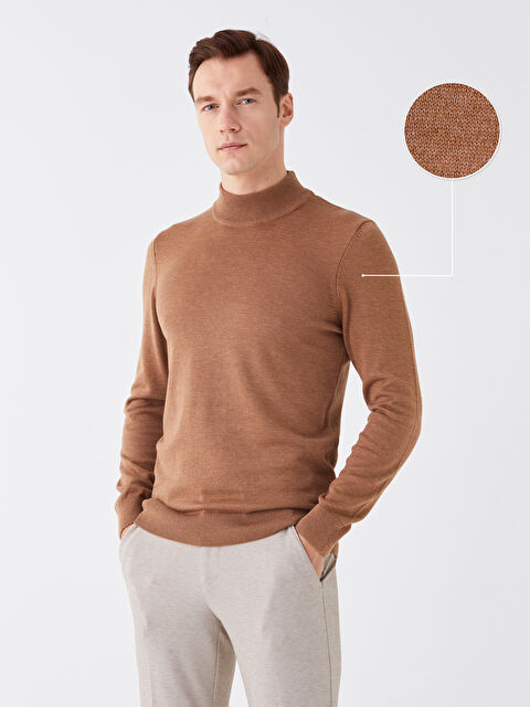 LCWAIKIKI Classic Yarım Balıkçı Yaka Uzun Kollu Erkek Triko Kazak - W30648Z8-DGF