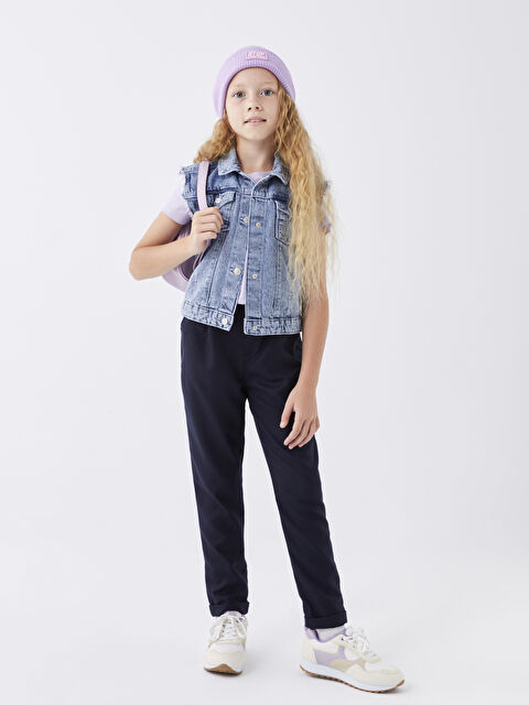 LCW Kids Beli Lastikli Basic Kız Çocuk Pantolon - W30768Z4-PE6