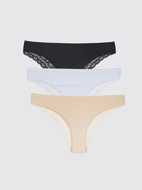 LCW DREAM Lace Detail Brazilian Knickers 3-Pack - W30849Z8-CVL