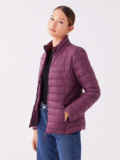 LCWAIKIKI Classic Dik Yaka Düz Uzun Kollu Kadın Şişme Mont - W30907Z8-HQ4