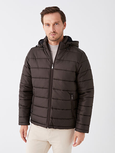 LCWAIKIKI Classic Standart Kalıp Kapüşonlu Erkek Şişme Mont - W30993Z8-V6D