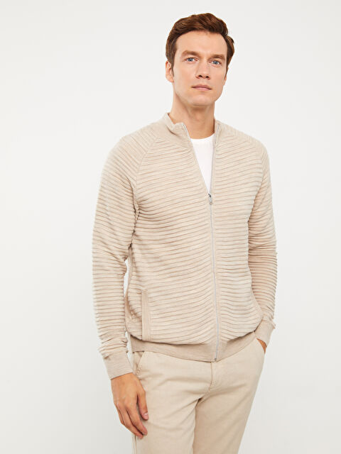 LCW Vision Standart Kalıp Dik Yaka Erkek Triko Hırka - W31088Z8-L8Q