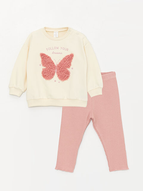 LCW baby Baskılı Bisiklet Yaka Kız Bebek Takım - W31175Z1-J1G