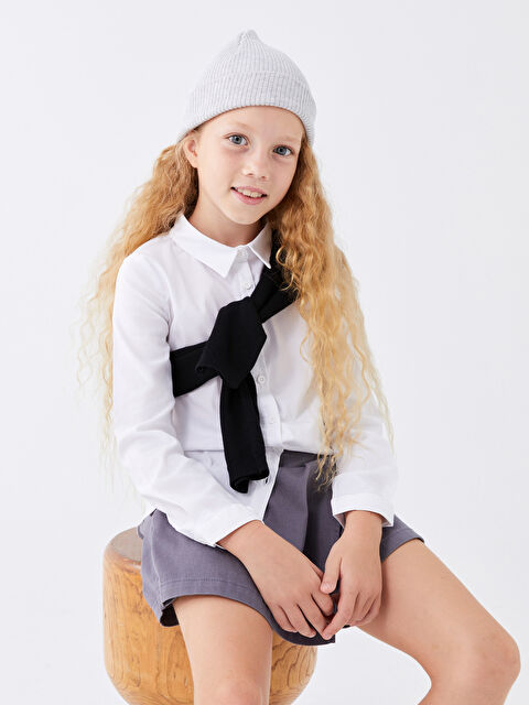 LCW Kids Basic Uzun Kollu Kız Çocuk Gömlek - W31329Z4-R9K
