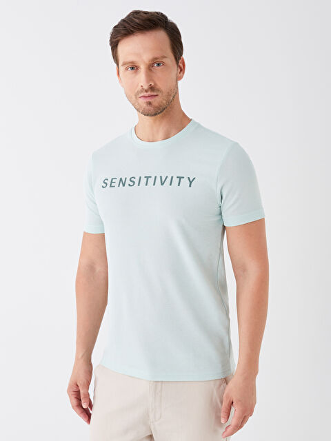 LCWAIKIKI Classic Bisiklet Yaka Kısa Kollu Baskılı Erkek Tişört - W31362Z8-SBD