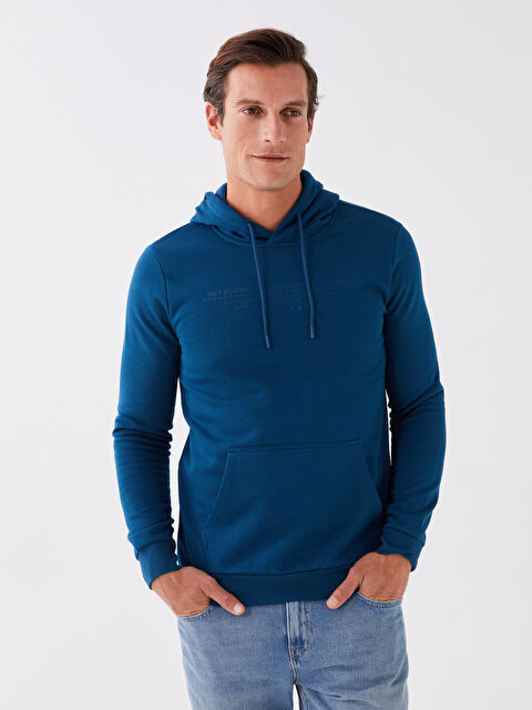 LCWAIKIKI Classic Uzun Kollu Baskılı Erkek Kalın Hoodie - W31365Z8-S8Y