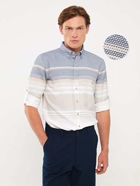 LCWAIKIKI Classic Regular Fit Uzun Kollu Çizgili Erkek Gömlek - W31398Z8-LE8